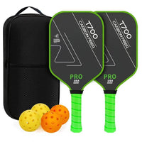 T700 Carbon Fiber Pickleball Flat-Headed Paddle Set 16Mm Textured Friction Surface with Balls Carry Bag Outdoor Indoor Sports