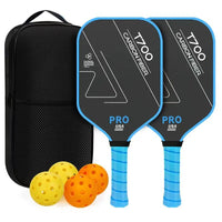 T700 Carbon Fiber Pickleball Flat-Headed Paddle Set 16Mm Textured Friction Surface with Balls Carry Bag Outdoor Indoor Sports