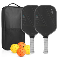 T700 Carbon Fiber Pickleball Flat-Headed Paddle Set 16Mm Textured Friction Surface with Balls Carry Bag Outdoor Indoor Sports
