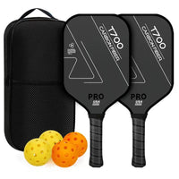 T700 Carbon Fiber Pickleball Flat-Headed Paddle Set 16Mm Textured Friction Surface with Balls Carry Bag Outdoor Indoor Sports