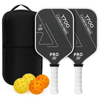 T700 Carbon Fiber Pickleball Flat-Headed Paddle Set 16Mm Textured Friction Surface with Balls Carry Bag Outdoor Indoor Sports