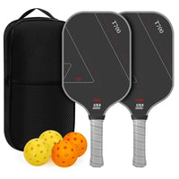 T700 Carbon Fiber Pickleball Flat-Headed Paddle Set 16Mm Textured Friction Surface with Balls Carry Bag Outdoor Indoor Sports